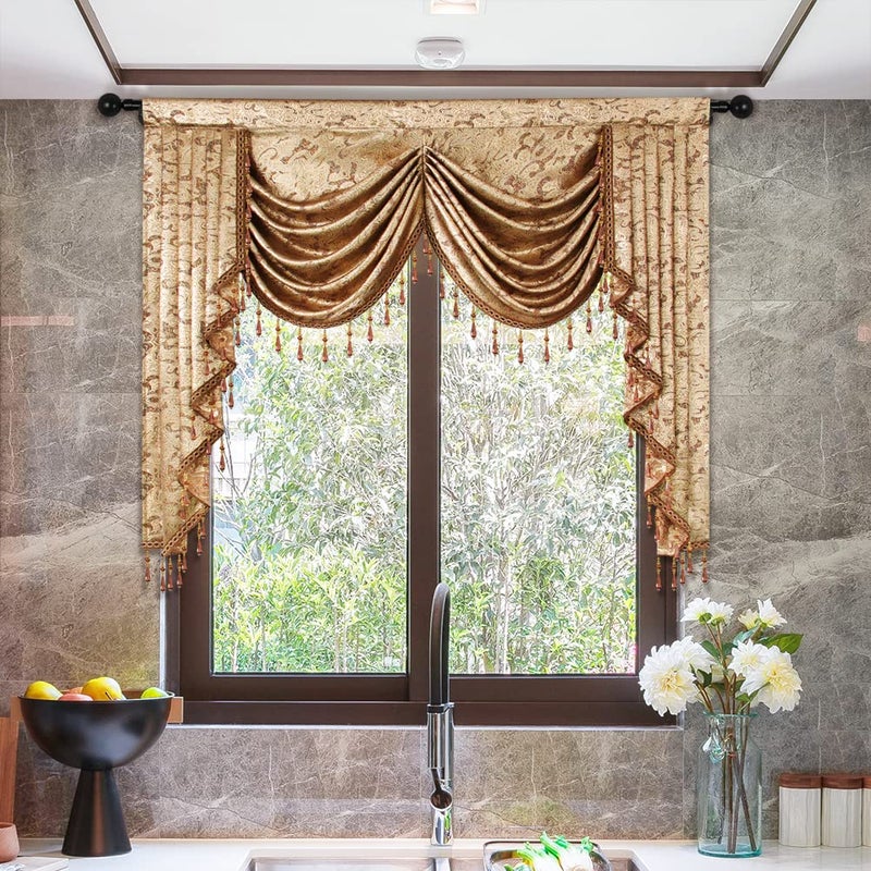 ELKCA European Curtain Valances for Living Room Luxury Window Curtains for Bedroom, Rod Pocket (W39inch,1 Panel) - Image 4